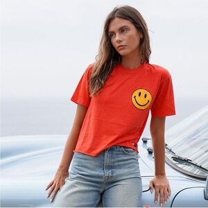 Aviator Nation Red Smiley Face Tee